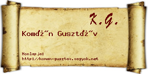 Komán Gusztáv névjegykártya